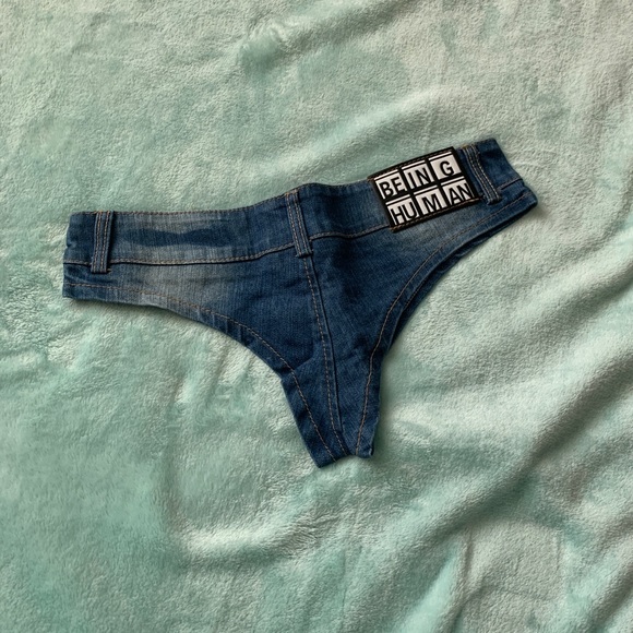 New Thong Cheeky Denim Shorts - Picture 5 of 6